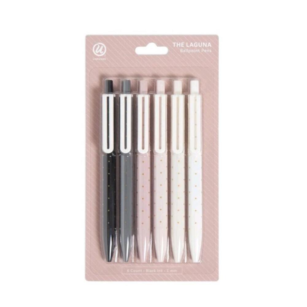 (5 Pack) U Brands Laguna Ballpoint Pens, 6 Count, Foil Dots , Bold (1.0Mm) Point